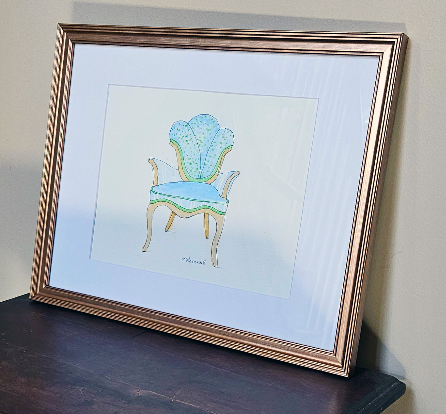 Sitting Pretty - Tulip Chair - Watercolor Print by L. Leonard