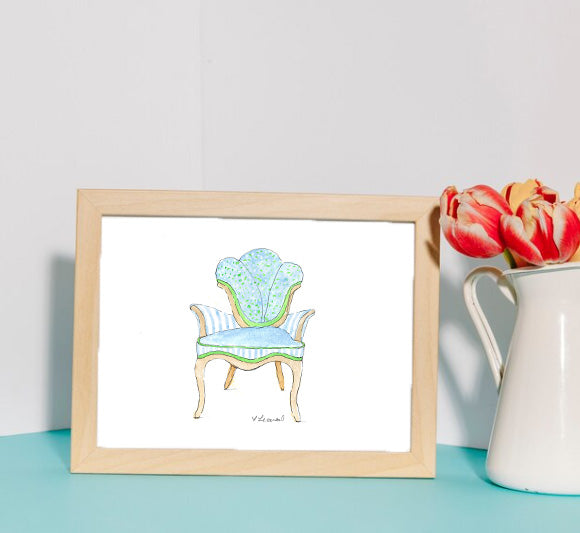 Sitting Pretty - Tulip Chair - Watercolor Print by L. Leonard