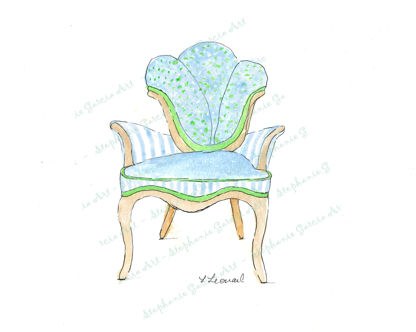 Sitting Pretty - Tulip Chair - Watercolor Print by L. Leonard