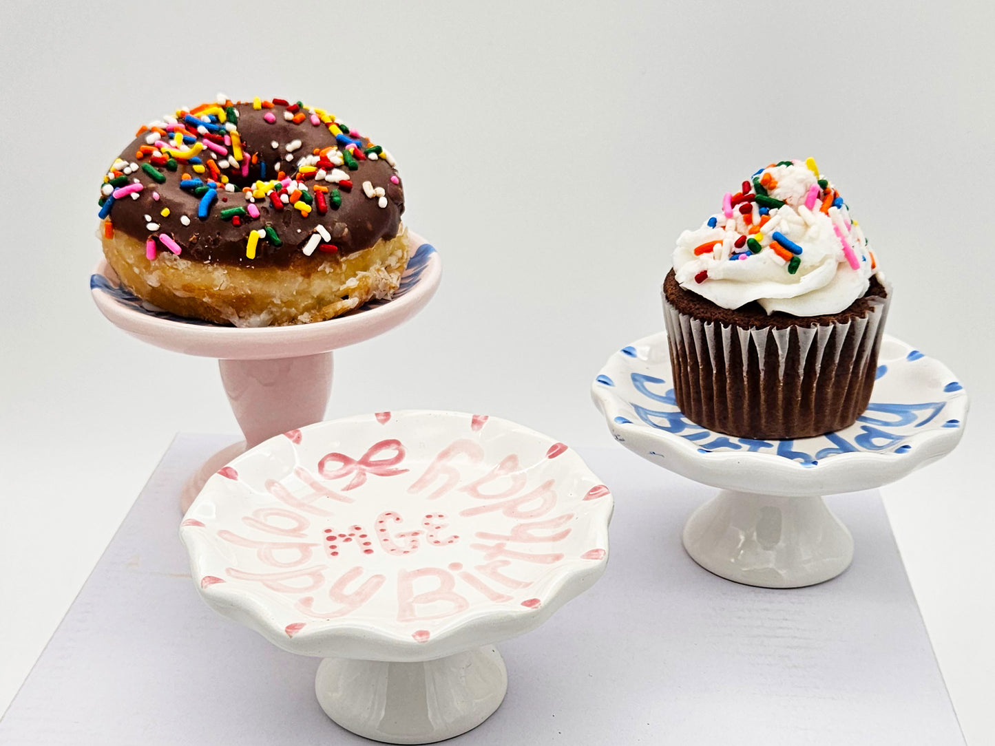 Birthday Cupcake Stand Ruffled - Birthday Cupcake, Individual Cupcake Stand, Mini Cupcake Stand