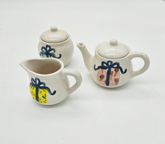 Child's Ceramic Tea Set - Hand Painted Tea Set, Tea Party Play, Pretty Presents Design, Pretend Play, Keepsake Gifts