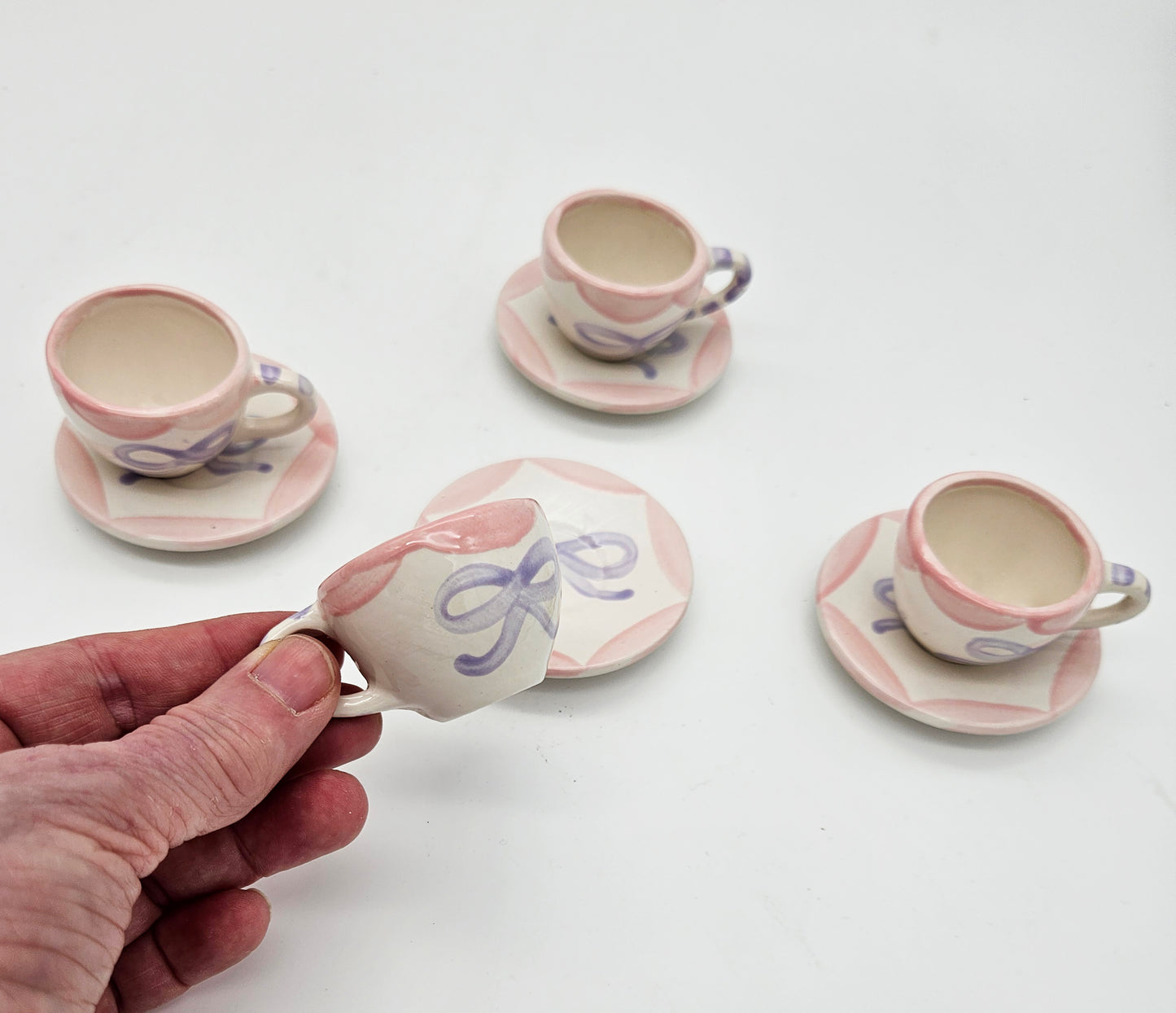 Child's Ceramic Tea Set - Hand Painted Tea Set, Tea Party Play, Garden Party Design, Pretend Play, Keepsake Gifts