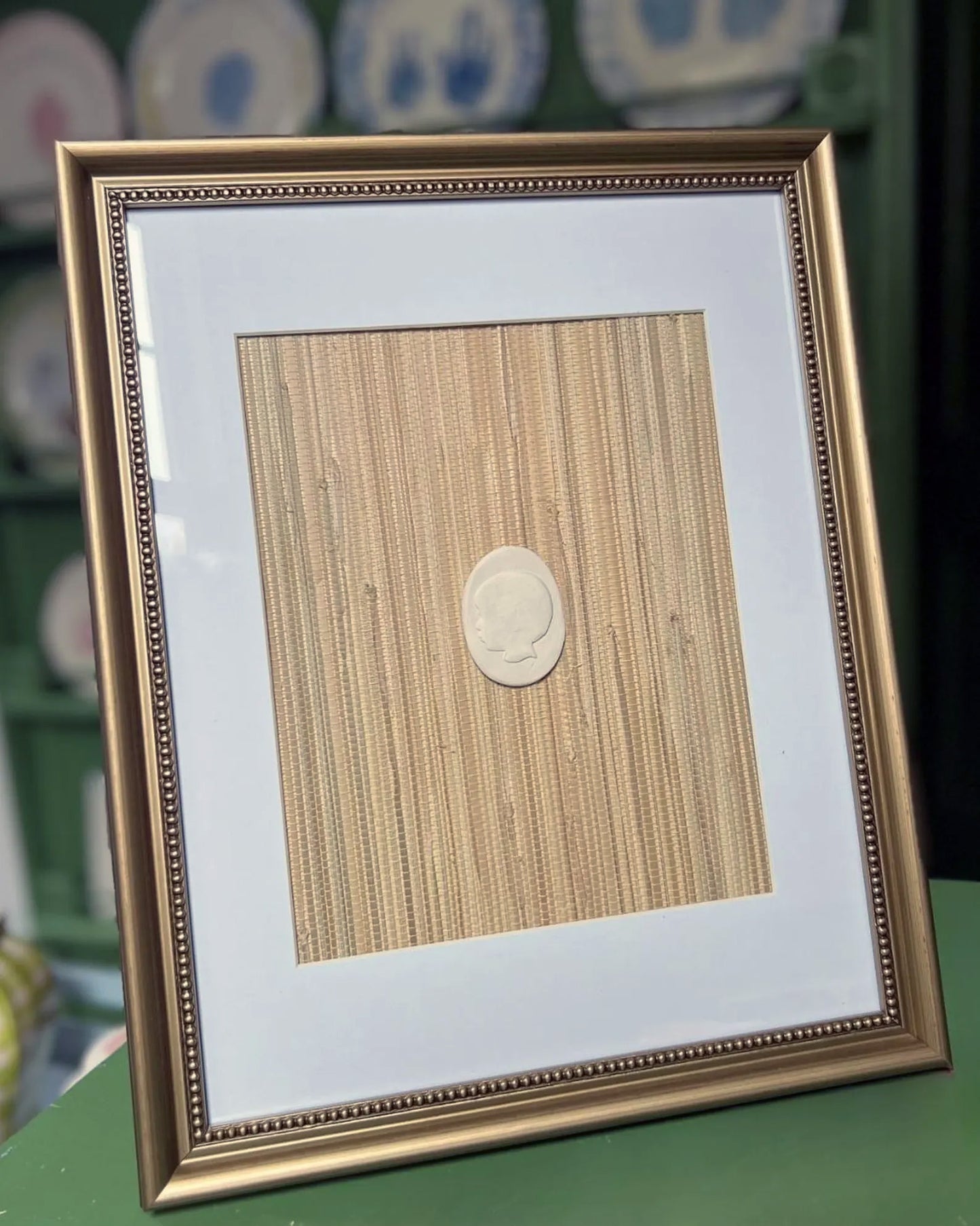 Framed Child Intaglio - Beaded Gold Frame