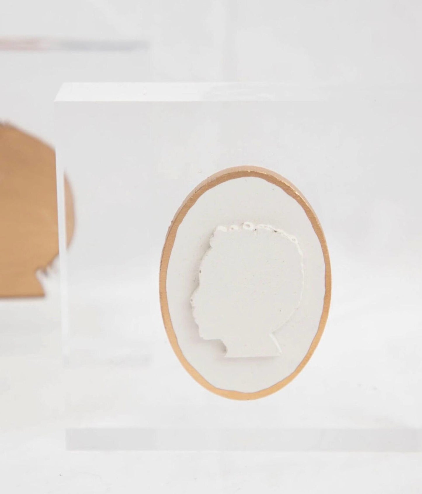 Lucite Block Mounted Intaglio Silhouette