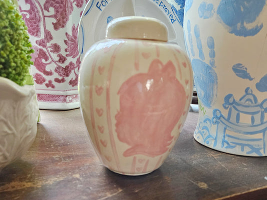 Silhouette Ginger Jar - Hearts and Stripes Design - Small 6"