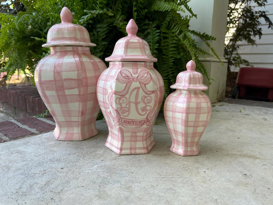 Hand Painted Hexagon Ginger Jar Set of 3