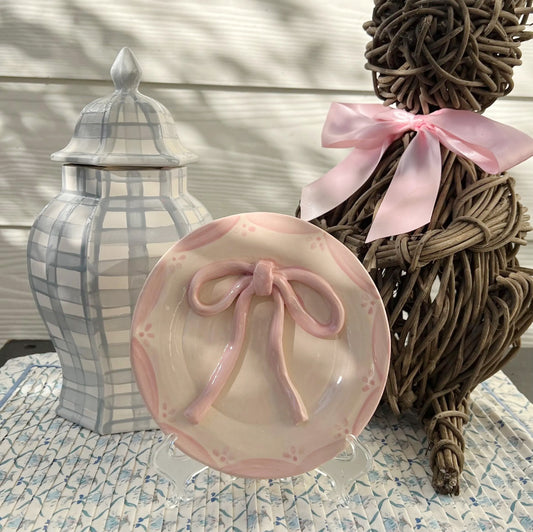 Bow Plate - Lacy Scallops Border, Color Choice, Hand Built Pottery