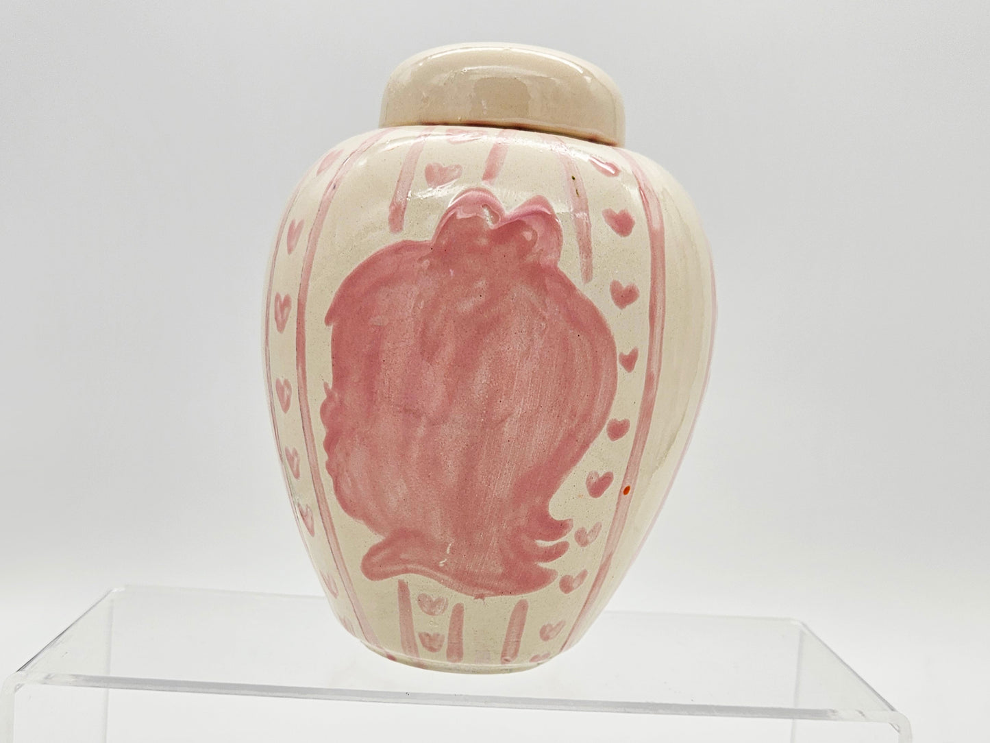 Silhouette Ginger Jar - Hearts and Stripes Design - Small 6"