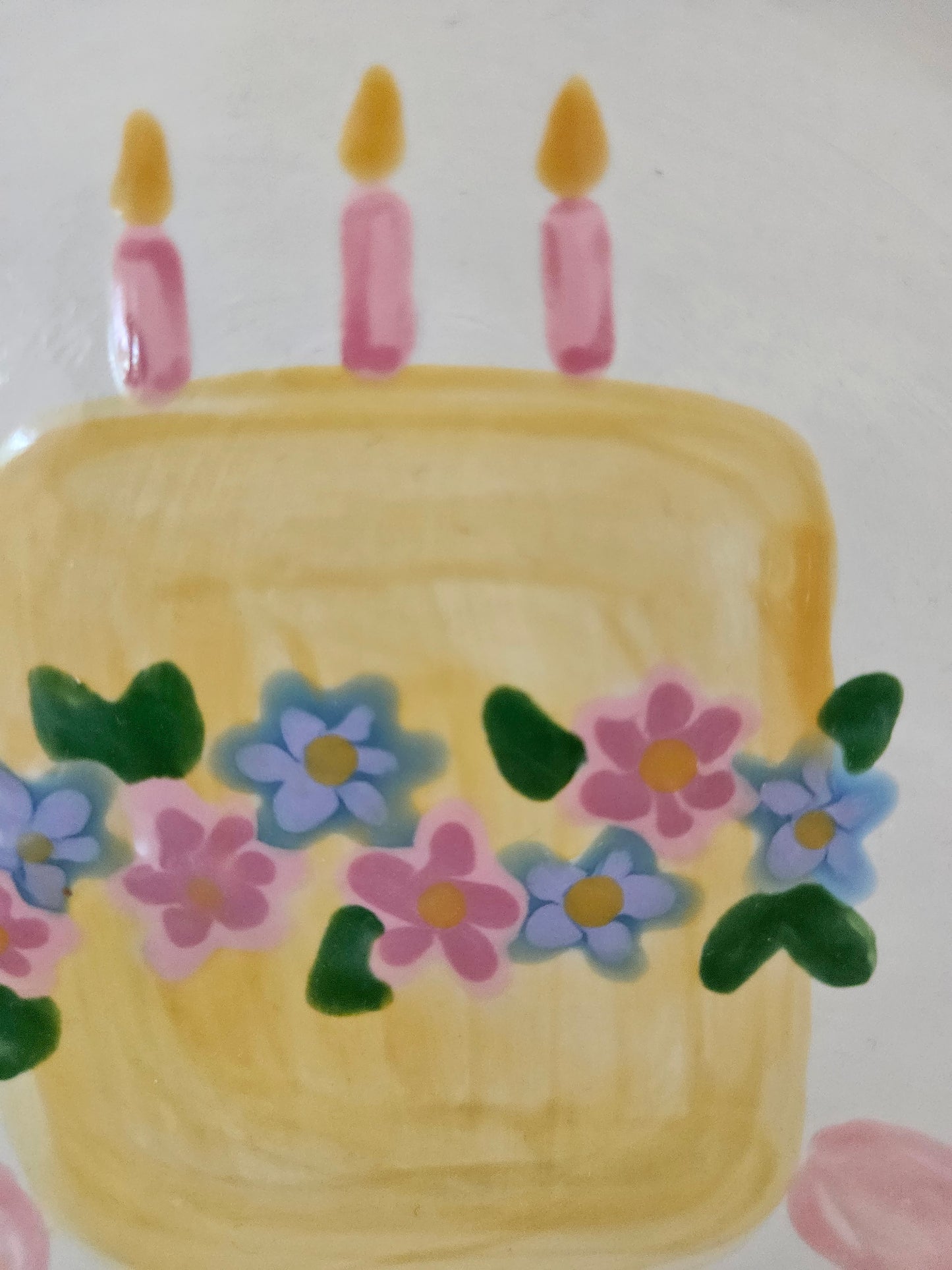 Birthday Plate - Tutti-Frutti Border With Floral Cake