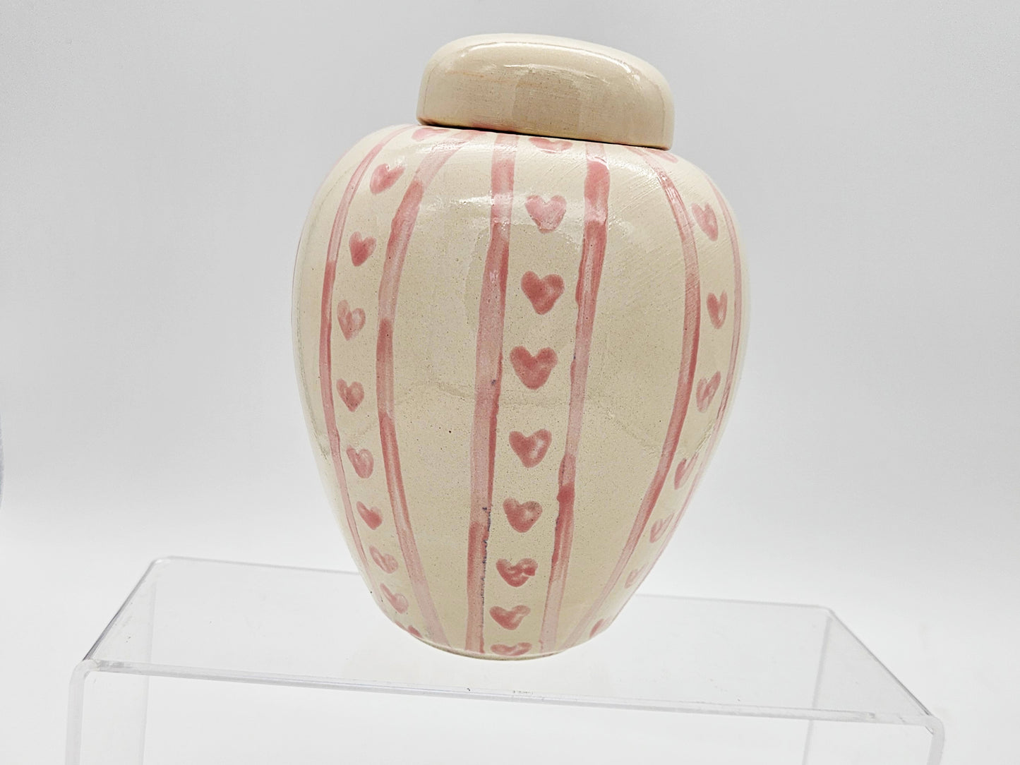 Silhouette Ginger Jar - Hearts and Stripes Design - Small 6"