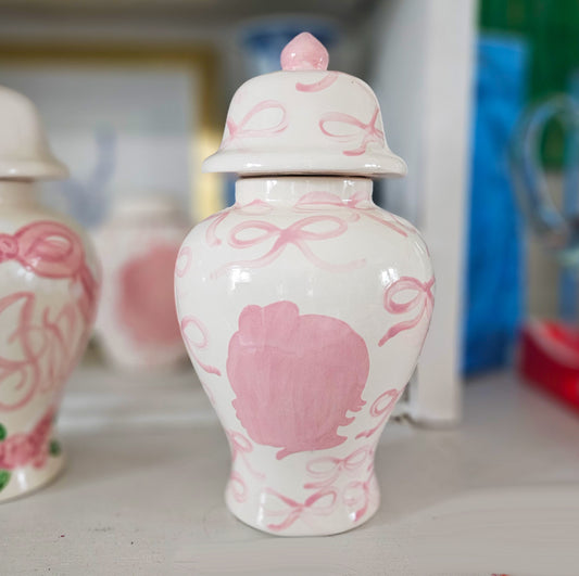 Silhouette Ginger Jar - Bows Design - 12"