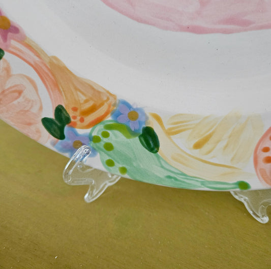 Birthday Plate - Tutti-Frutti Border With Floral Cake