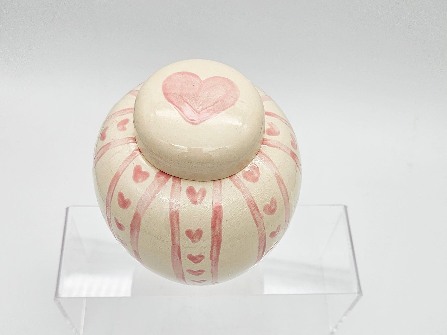 Silhouette Ginger Jar - Hearts and Stripes Design - Small 6"