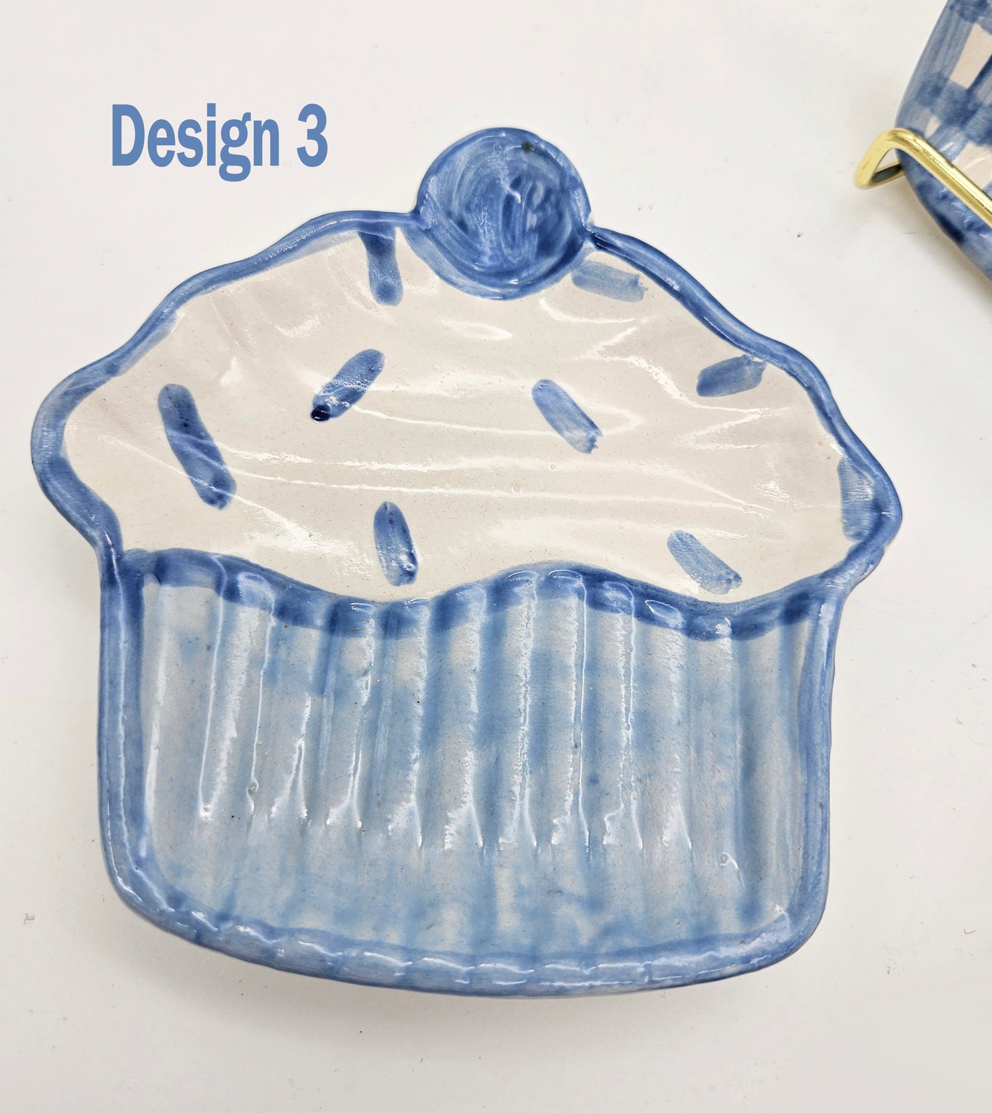 Ceramic Cupcake Dishes - Blue, Sweet Treat, Party Dishes