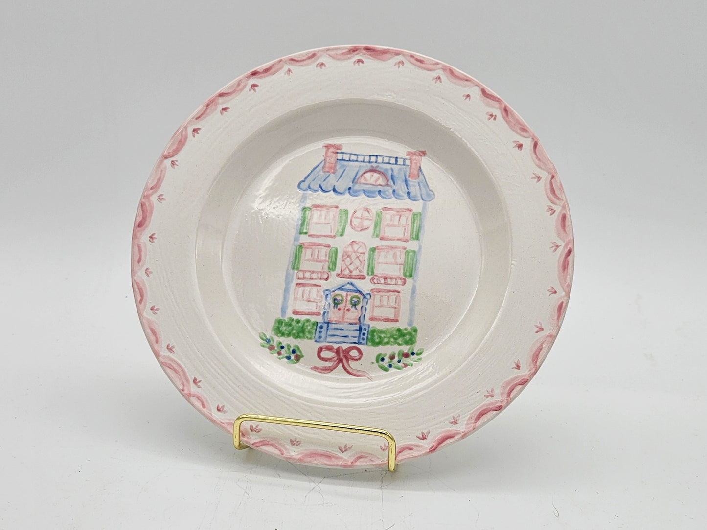 Dollhouse Village Collectible Plate - Holly Hall - 8" Decorative Plate, Plate Wall, Hand Painted Plate