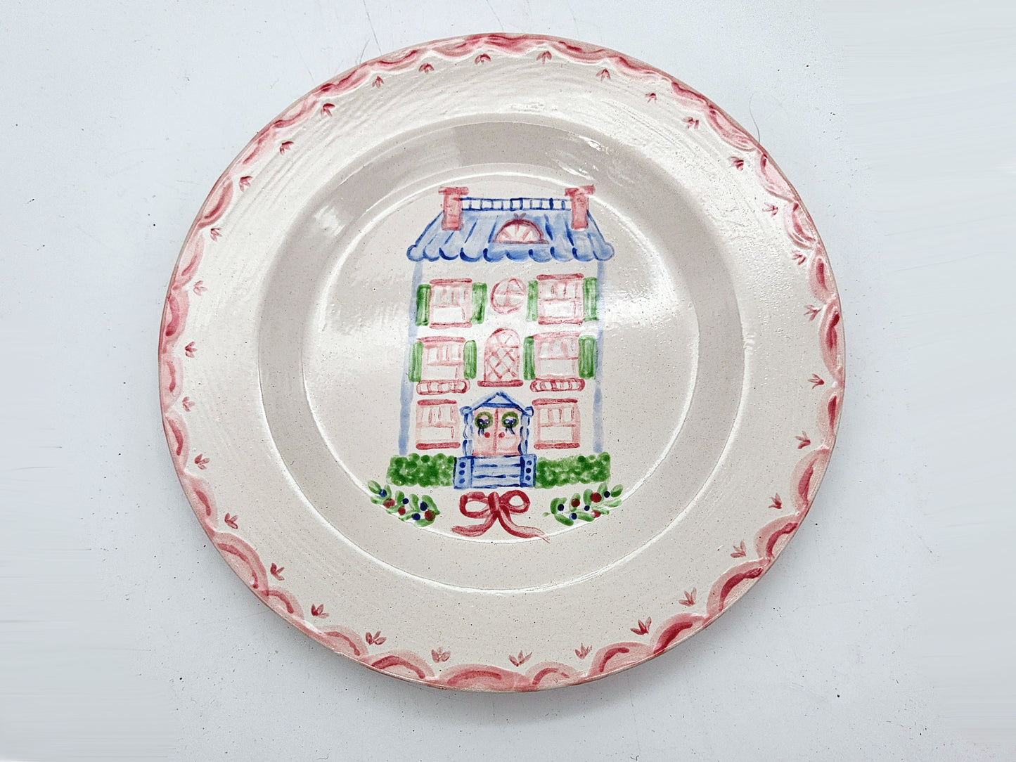 Dollhouse Village Collectible Plate - Holly Hall - 8" Decorative Plate, Plate Wall, Hand Painted Plate