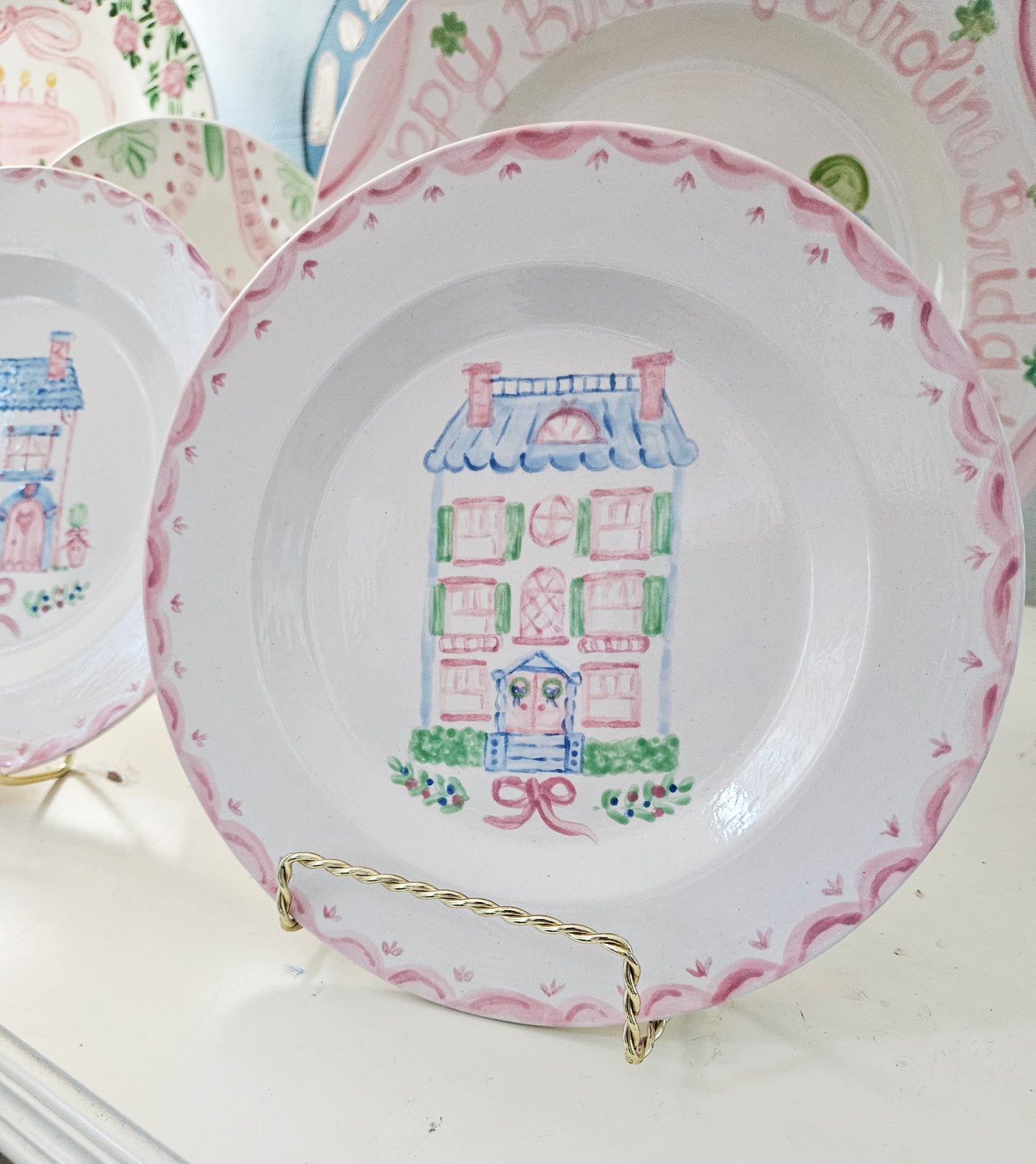 Dollhouse Village Collectible Plate - Holly Hall - 8" Decorative Plate, Plate Wall, Hand Painted Plate