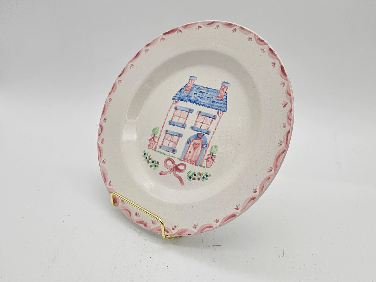 Dollhouse Village Collectible Plate - Camellia Cottage - 8" Decorative Plate, Plate Wall, Hand Painted Plate (Copy)