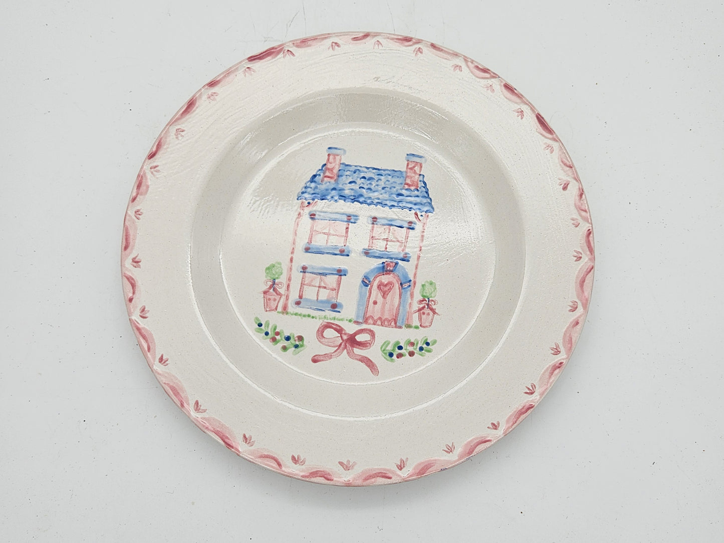 Dollhouse Village Collectible Plate - Camellia Cottage - 8" Decorative Plate, Plate Wall, Hand Painted Plate (Copy)