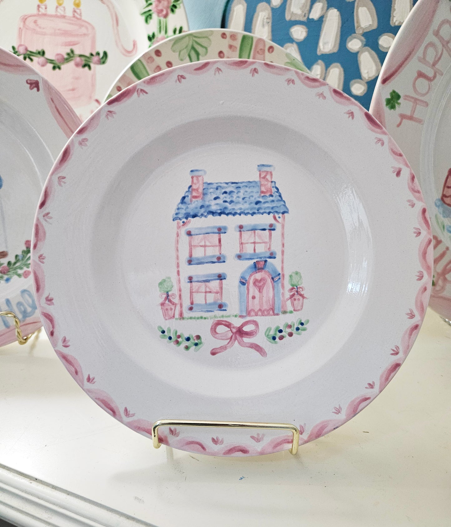 Dollhouse Village Collectible Plate - Camellia Cottage - 8" Decorative Plate, Plate Wall, Hand Painted Plate (Copy)