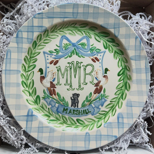 Birthday Plate - Monogram Mallard Crest Woodland Series Nursery Plate