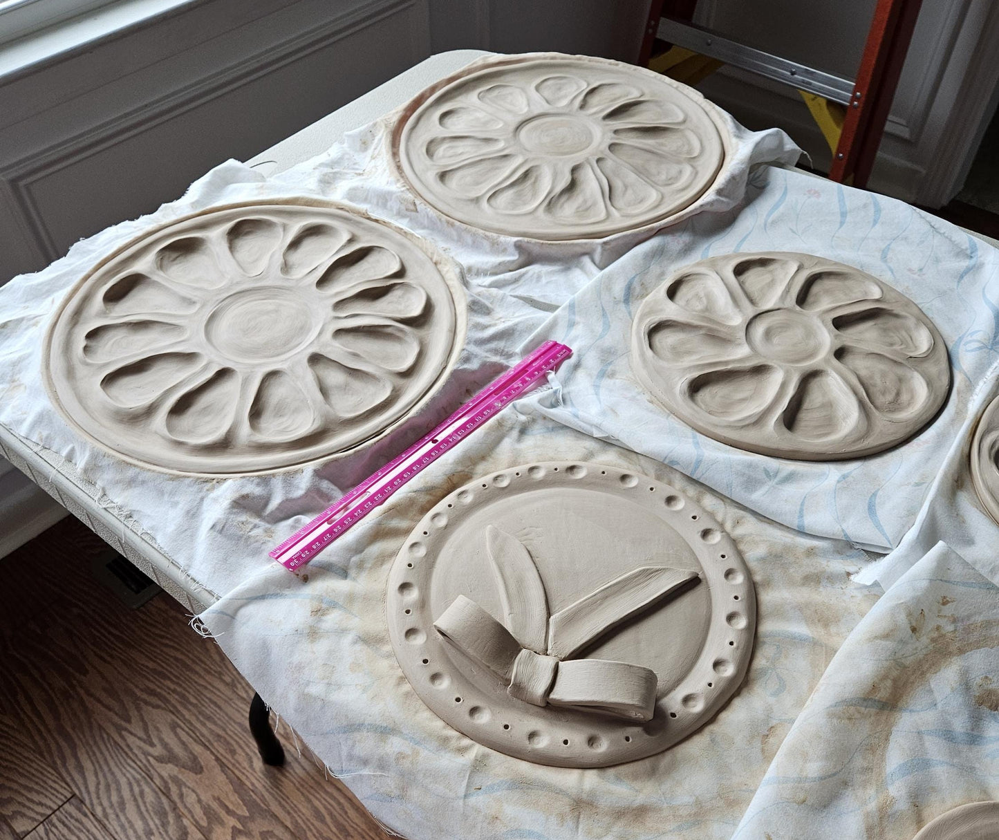 Hand Built Oyster Platter - Large 13", Twelve Wells, Talavera Inspired