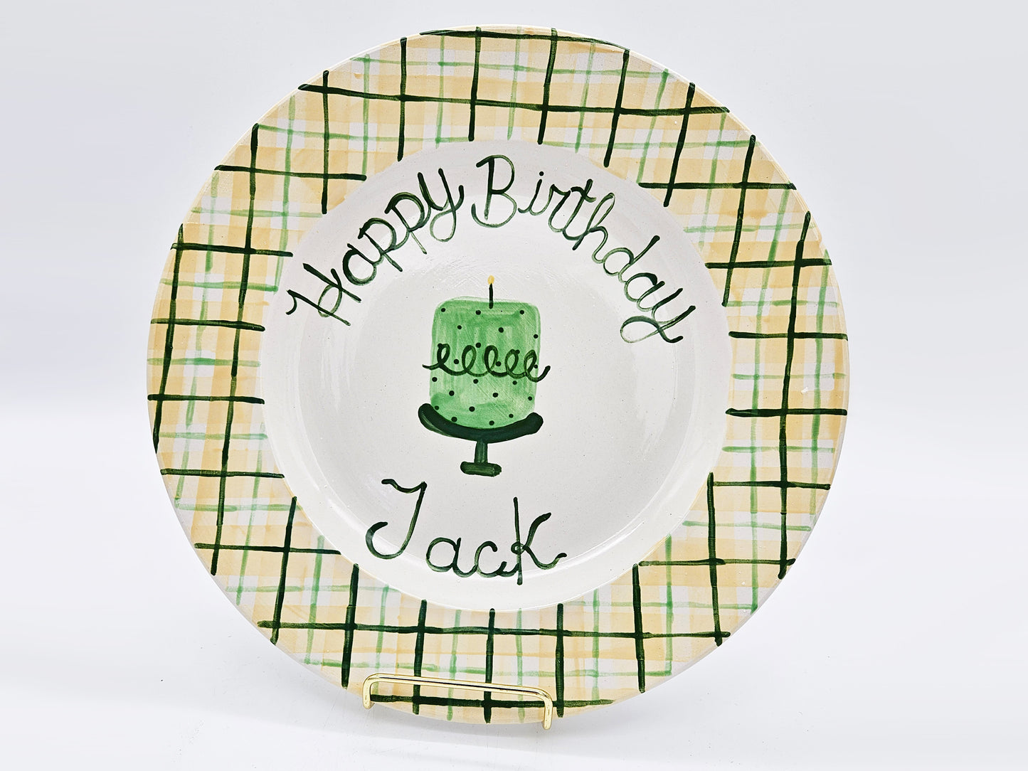 Birthday Plate - Dapper Plaid with Cake Design