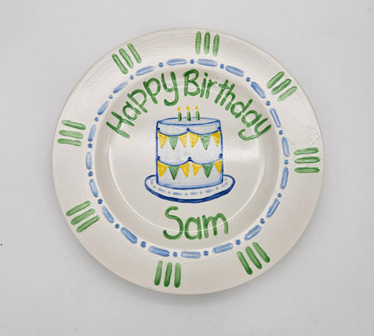 Birthday Plate - Cake with Party Banners Design