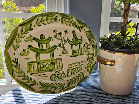 Hand Painted Chinoiserie Platter 15"