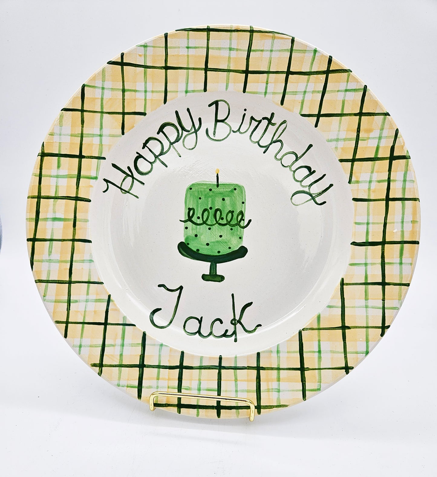 Birthday Plate - Dapper Plaid with Cake Design