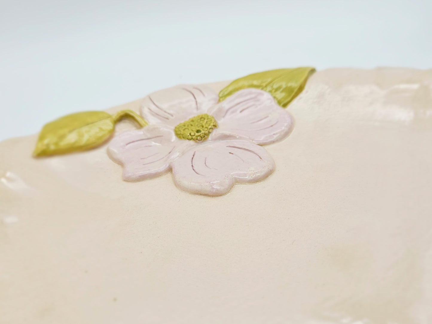 Dogwood Days Oval Platter 15" - Unique Hand built Artisan Pottery