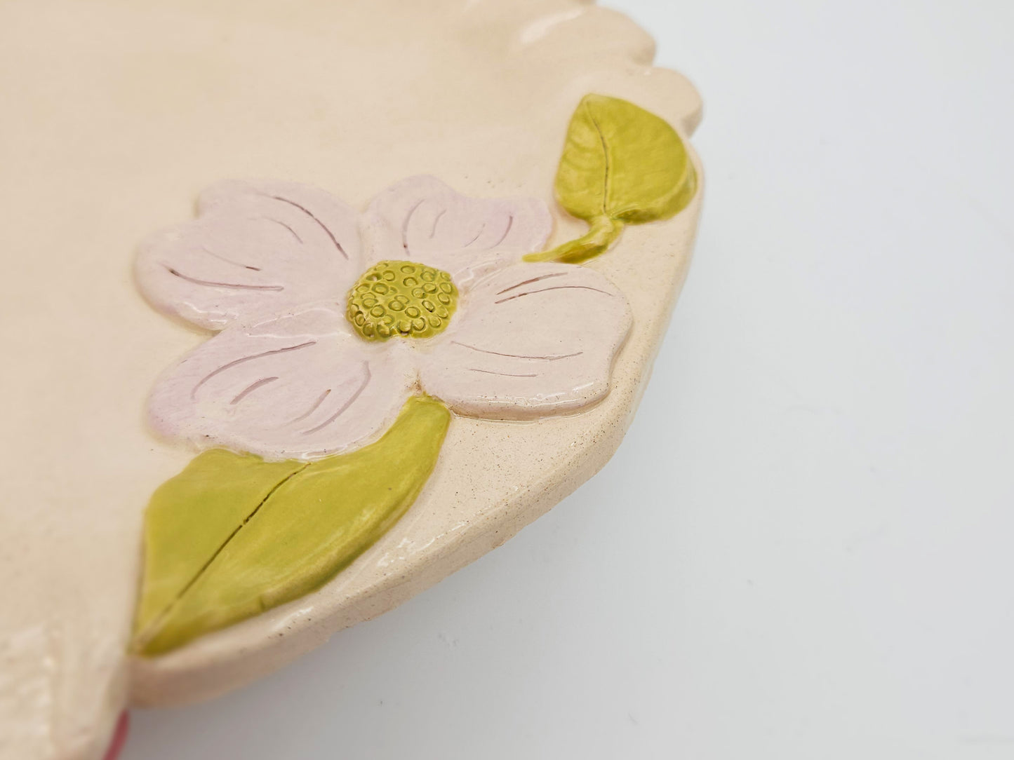 Dogwood Days Oval Platter 15" - Unique Hand built Artisan Pottery
