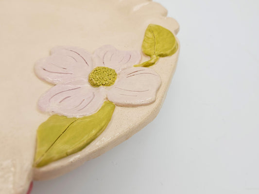 Dogwood Days Oval Platter 15" - Unique Hand built Artisan Pottery