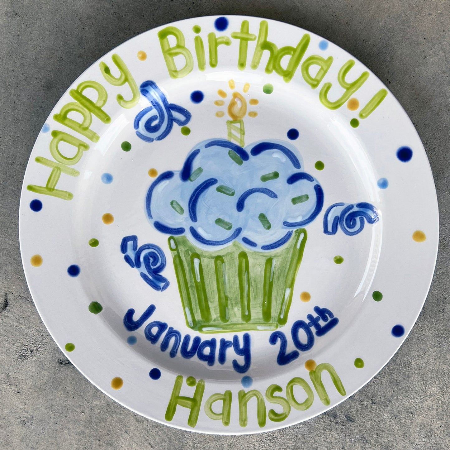 Birthday Plate - Cupcake With Confetti Design