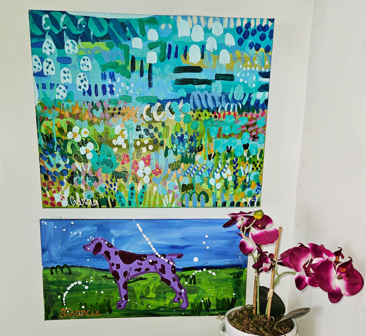 Purple Pointer Dog - Original Painting