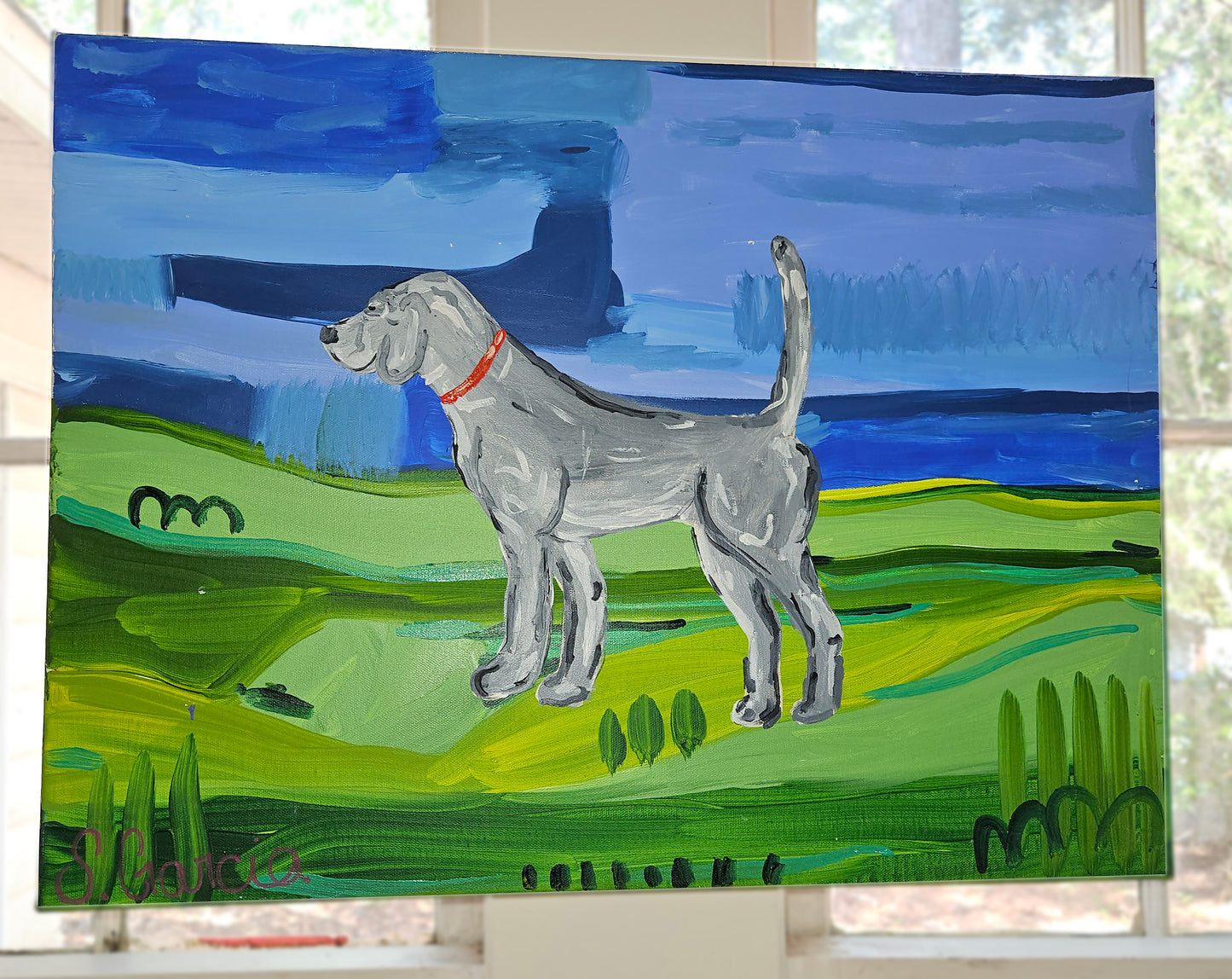 Grey Retriever Dog - Original Painting