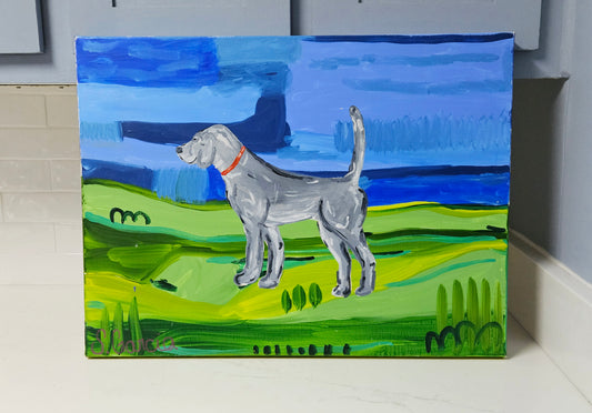 Grey Retriever Dog - Original Painting