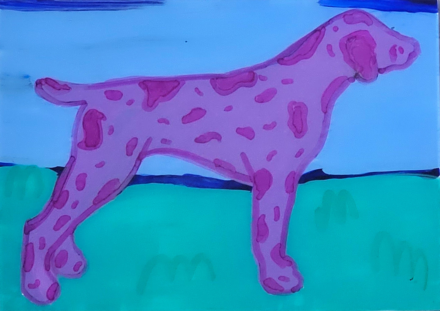 Pink Pointer Dog - Original Painting