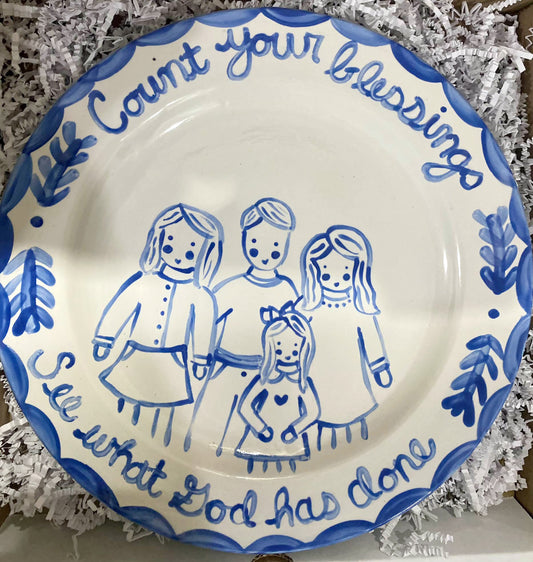 Family Portrait Platter - Round - Count Your Blessings