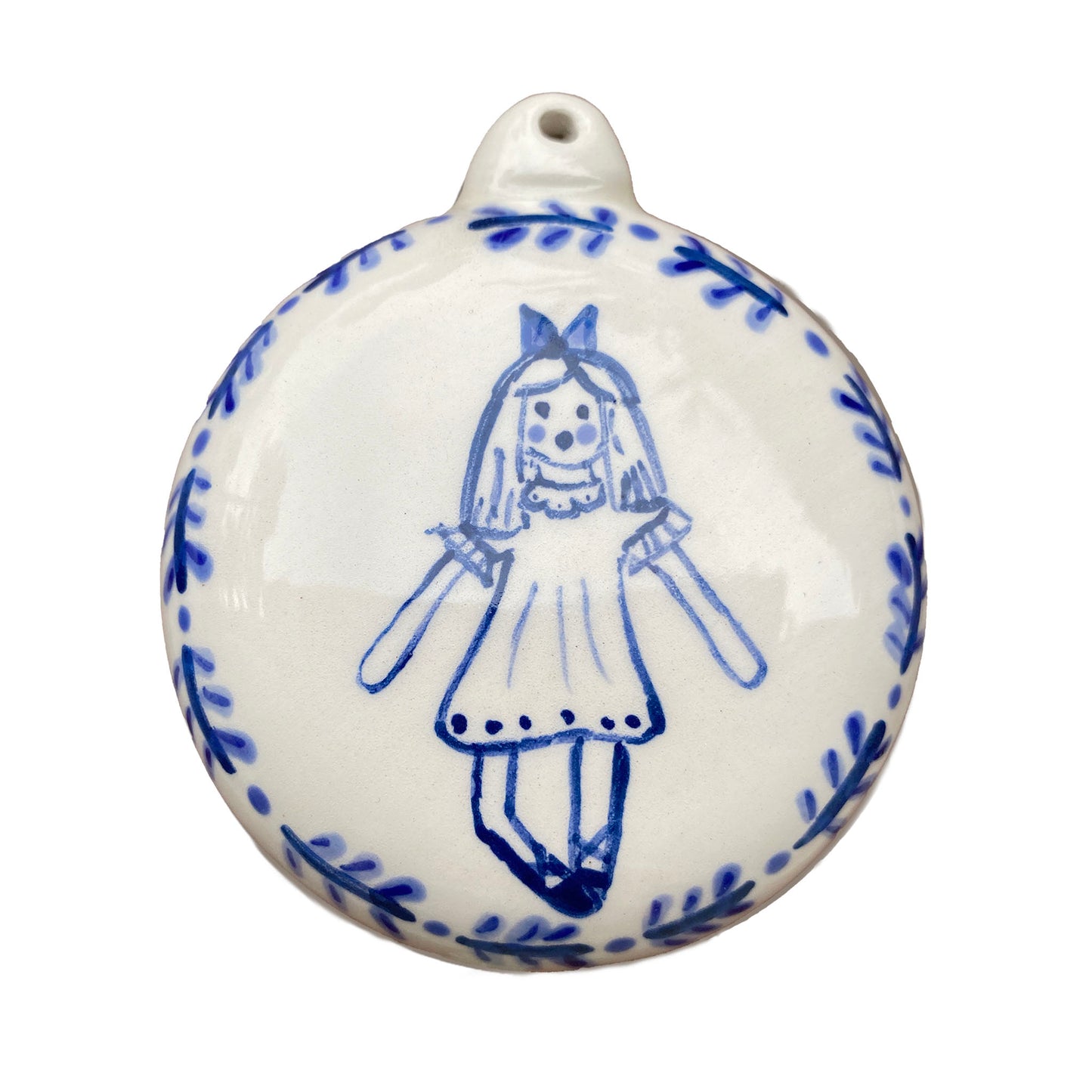 Ceramic Ornament With Portrait in Selected Color - Flat 3.5"