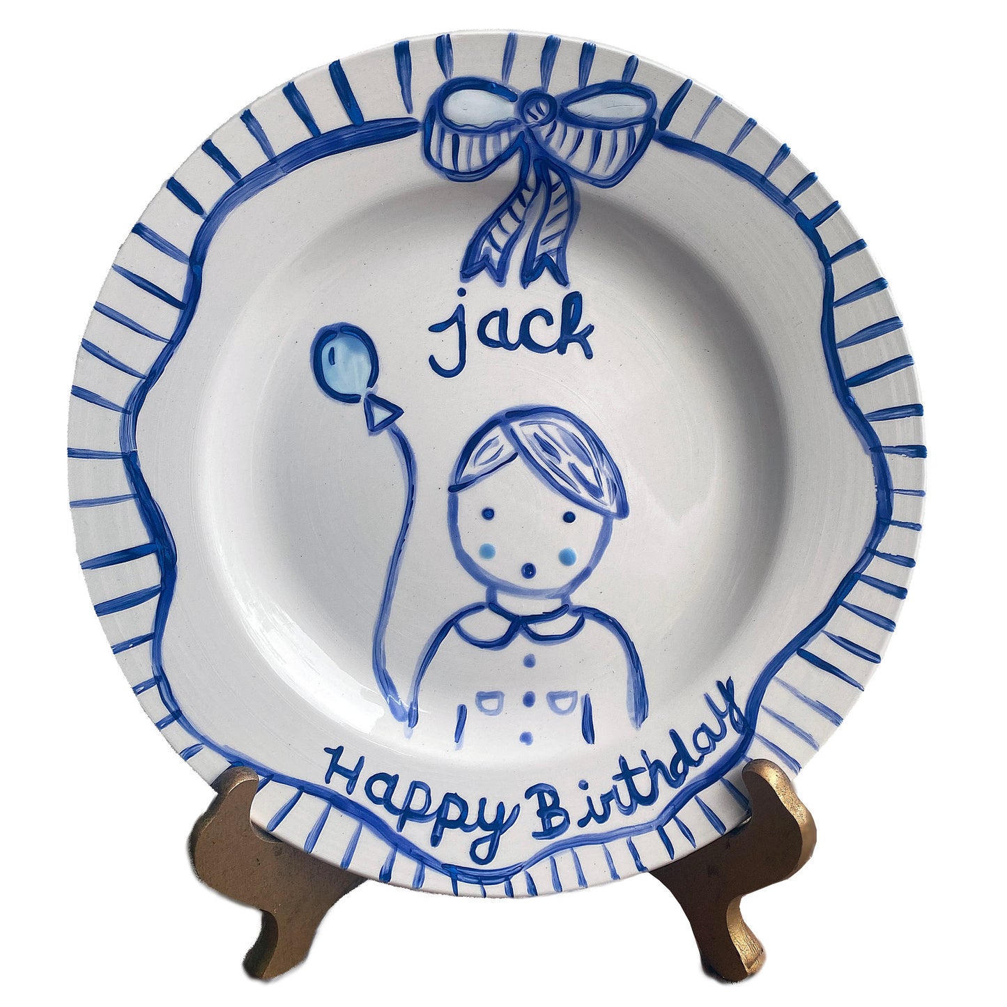 Birthday Plate Portrait With Fringe and Ribbon