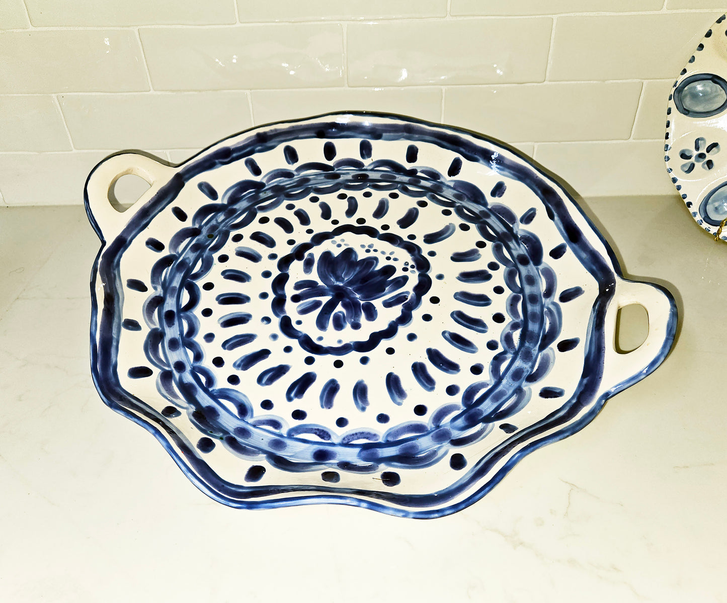 Ruffle Edge Serving Platter - Talavera Inspired