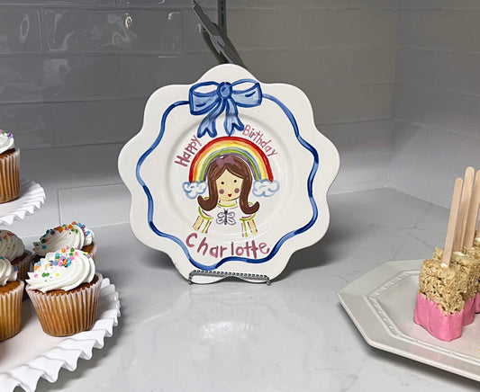 Birthday Plate Portrait With Rainbow