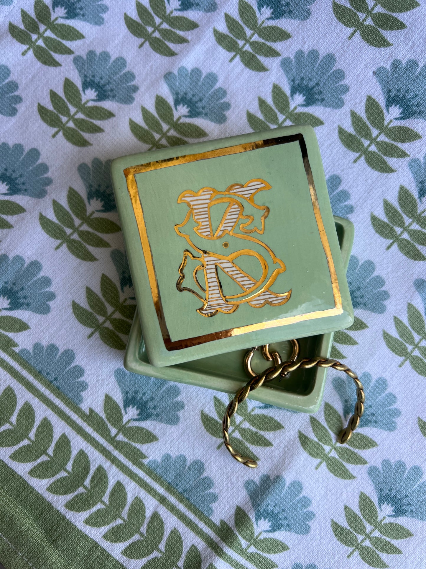 Monogrammed Jewelry Box in Gold