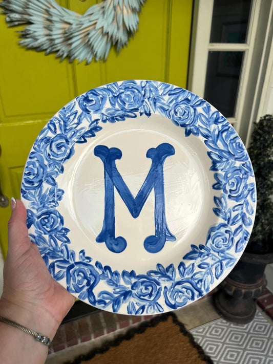 Keepsake Plate - Monogram Toile Border Design