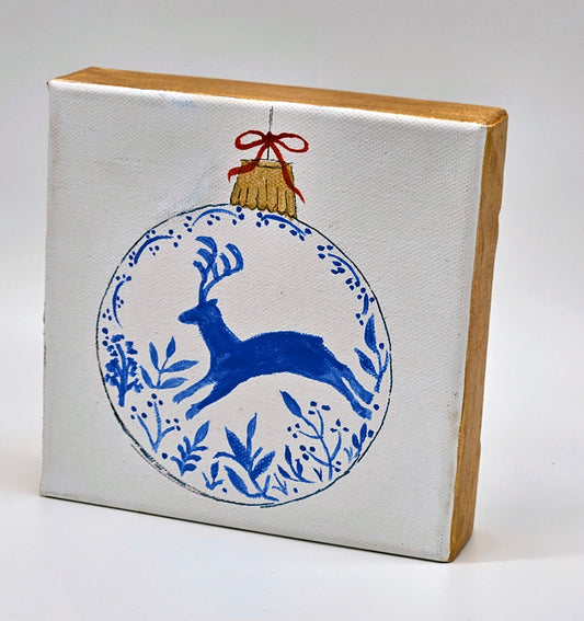 Chinoiserie Style Christmas Shelfies - Small Canvas Shelf Art, Holiday Art