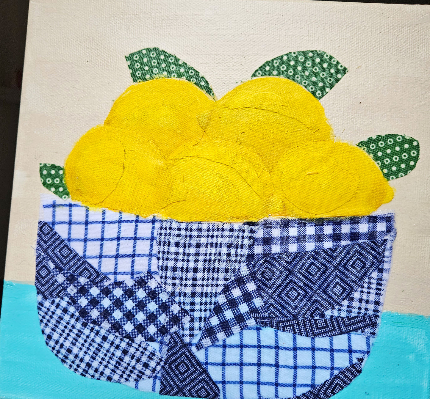 Lemon Bowl - Mixed Media Canvas