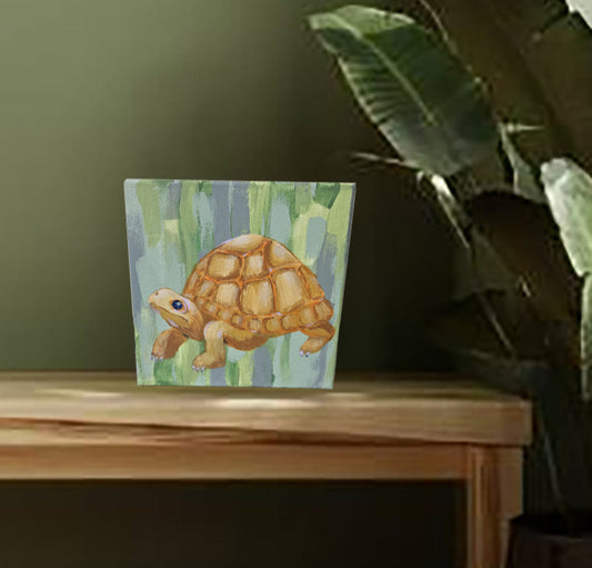 Turtle on Green - Small Art