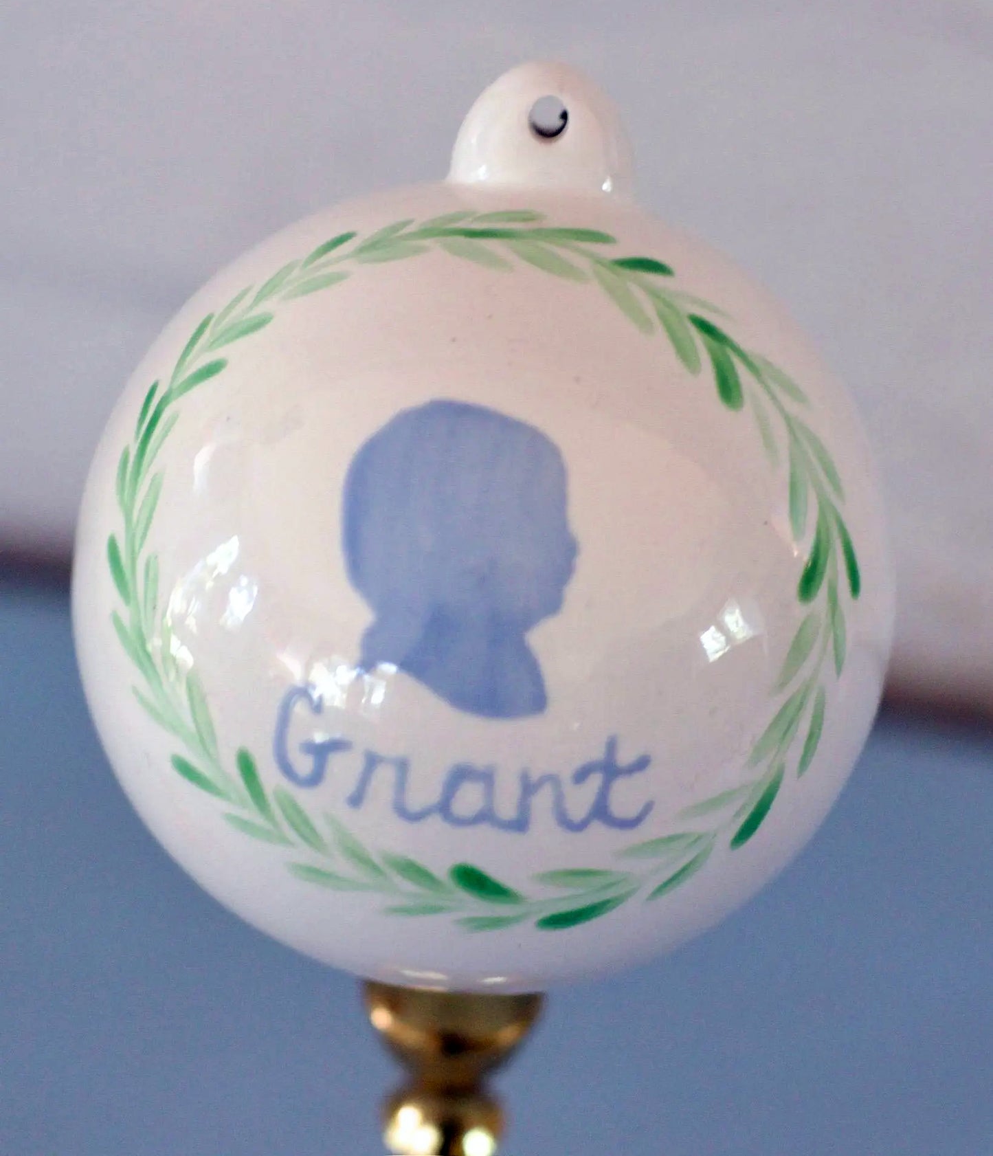 Hand Painted Personalized Ceramic Silhouette Keepsake Ornament