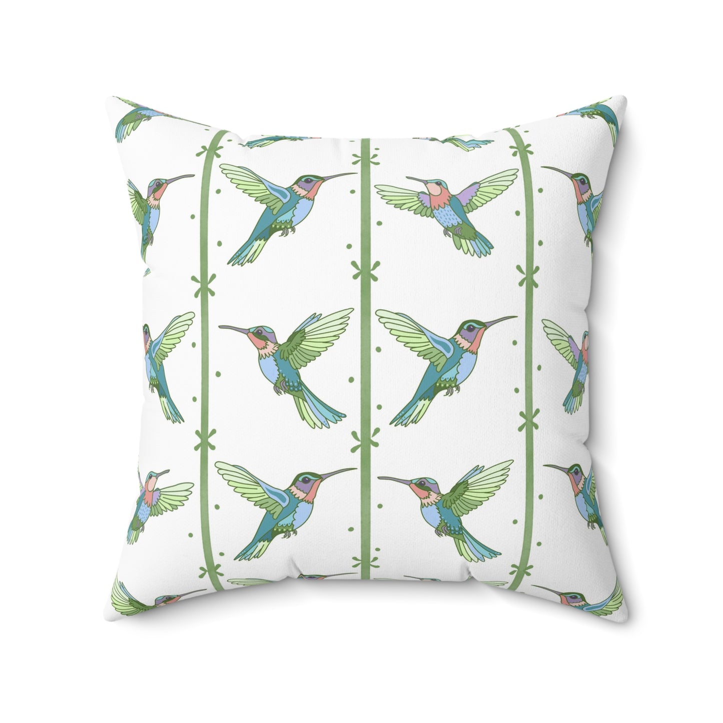 Hummingbird Morning Throw Pillow - White